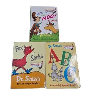 Dr Seuss Board Books Lot of 3 Mr Brown Can Moo Fox in Socks ABC Alphabet Book S1